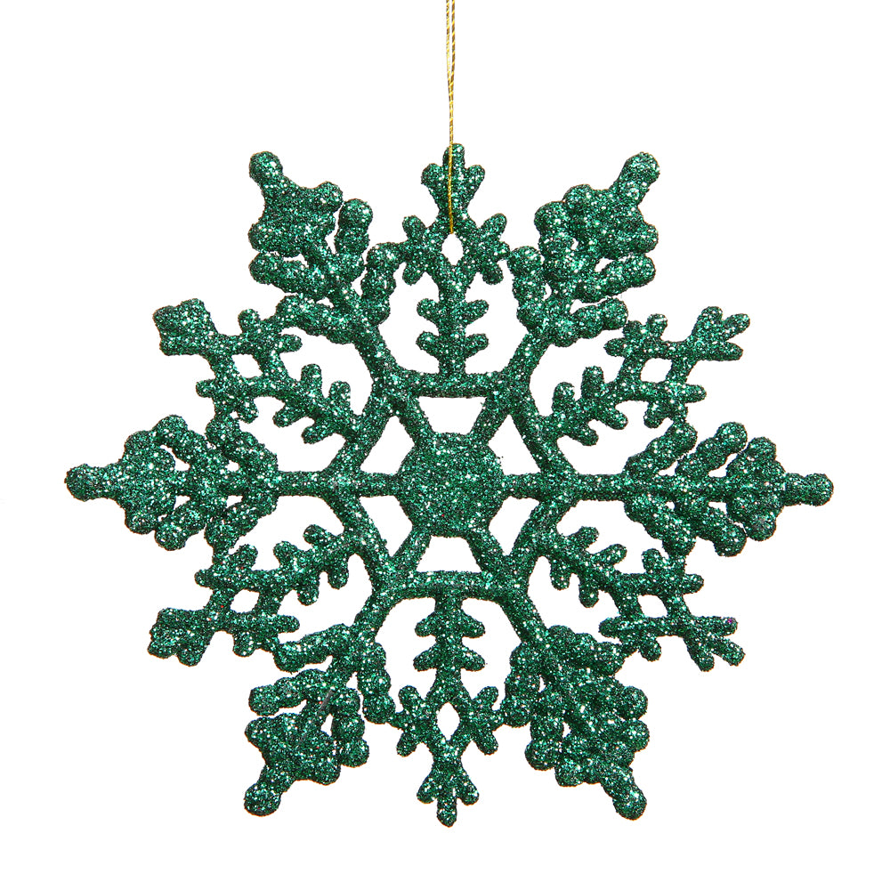 Vickerman 6.25" Green Glitter Snowflake Christmas Ornament 12 per Box