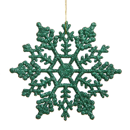Vickerman 6.25" Green Glitter Snowflake Christmas Ornament 12 per Box