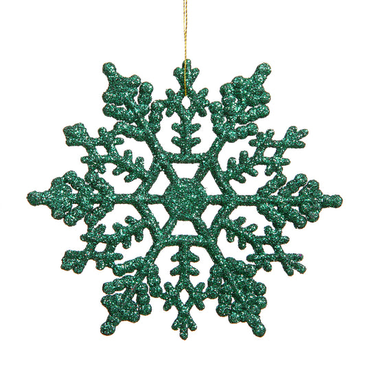 Vickerman 6.25" Green Glitter Snowflake Christmas Ornament 12 per Box