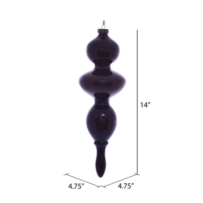 Vickerman 14" Burgundy Wood Grain Bubble Finial Ornament Pack of 3