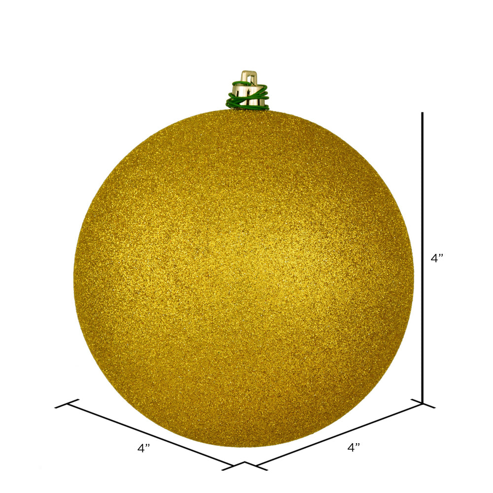 Vickerman 4" Medallion Gold Glitter Ball Ornament 6 per Bag