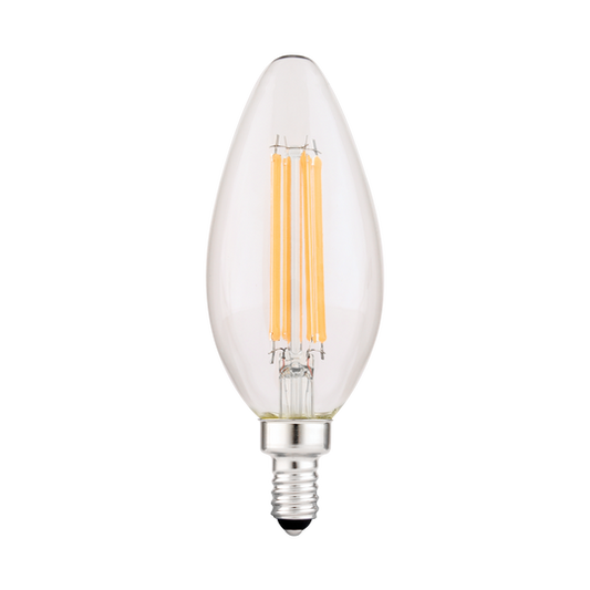 LUXRITE 8W LED Candelabra Bulb, 75W Equivalent, E12 Base, 1000 Lumens, 2700K Warm White, Dimmable Candle Light Bulbs for Chandeliers, Clear Filament, Enclosed Fixture & Wet Rated (LR21710)