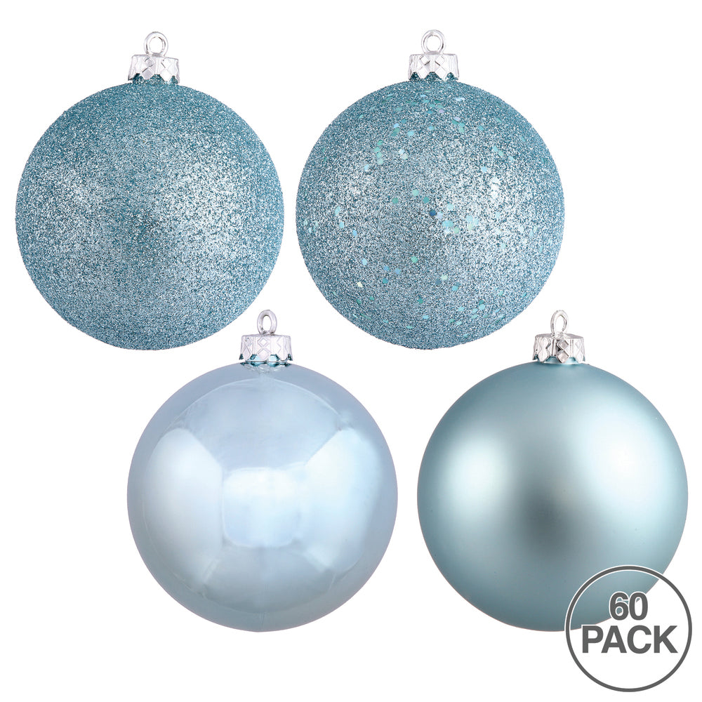 Vickerman 2.4" Baby Blue 4-Finish Ball Ornament Assortment 60 per Box