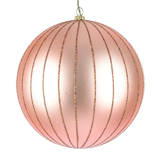 Vickerman 6" Rose Gold Matte Glitter Ball Christmas Ornament 2 pieces per bag