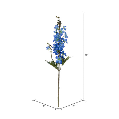 Vickerman 33" Artificial Blue Larkspur Spray. 3 Stems In A Bag.