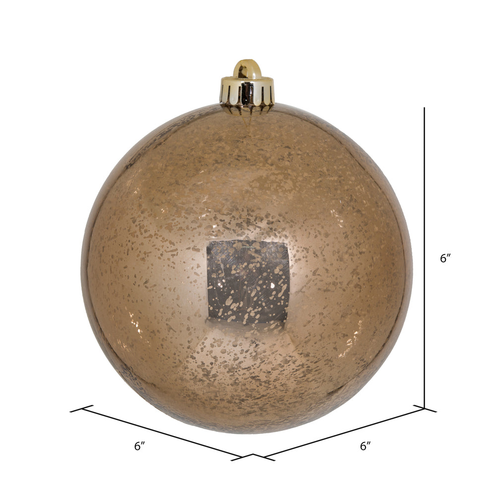 Vickerman 6" Mocha Mercury Ball Ornament 4 per Bag.