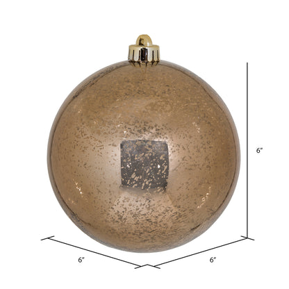Vickerman 6" Mocha Mercury Ball Ornament 4 per Bag.