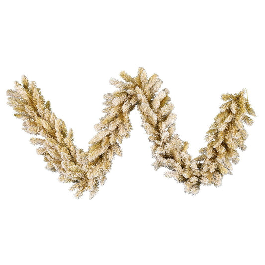 Vickerman 9' x 14" Frosted Gold Artificial Christmas Garland Unlit
