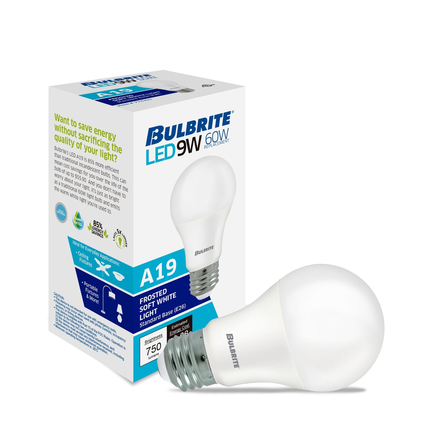 Bulbrite 774245 8.5W LED A19 60W EQUIV BASICS NON-DIMMABLE 4000K E26 120V