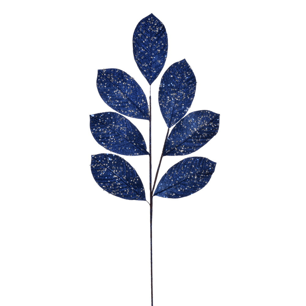 Vickerman 27" Artificial Midnight Blue Glitter Leaf Christmas Spray 4 per bag