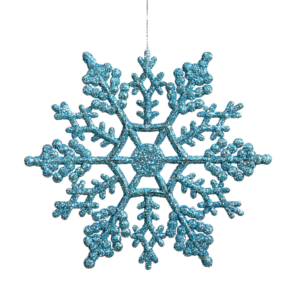 Vickerman 4" Turquoise Glitter Snowflake Christmas Ornament 24 per Box