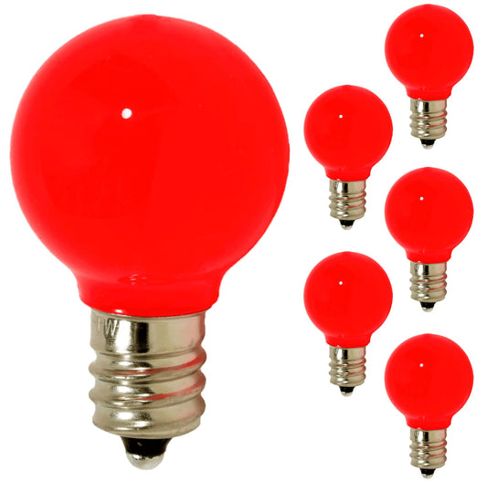 Damar- G9 LED Bulb Twinkle Solid Red 0.6W-0.96W E12 Candelabra Base 100-130V Pack of 6- Small Globe Mood Colored Lighting for Party Christmas Home Decoration