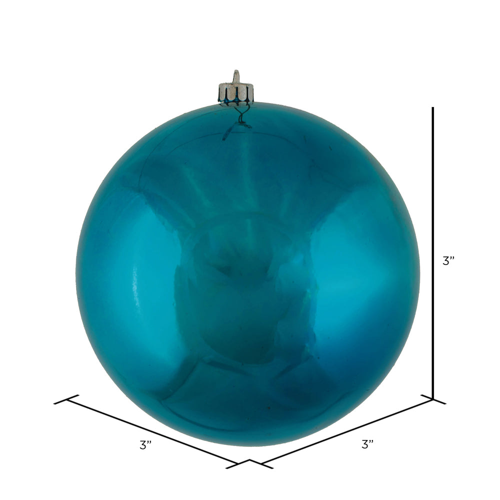 Vickerman 3" Sea Blue Shiny Ball Ornament 12 per Bag