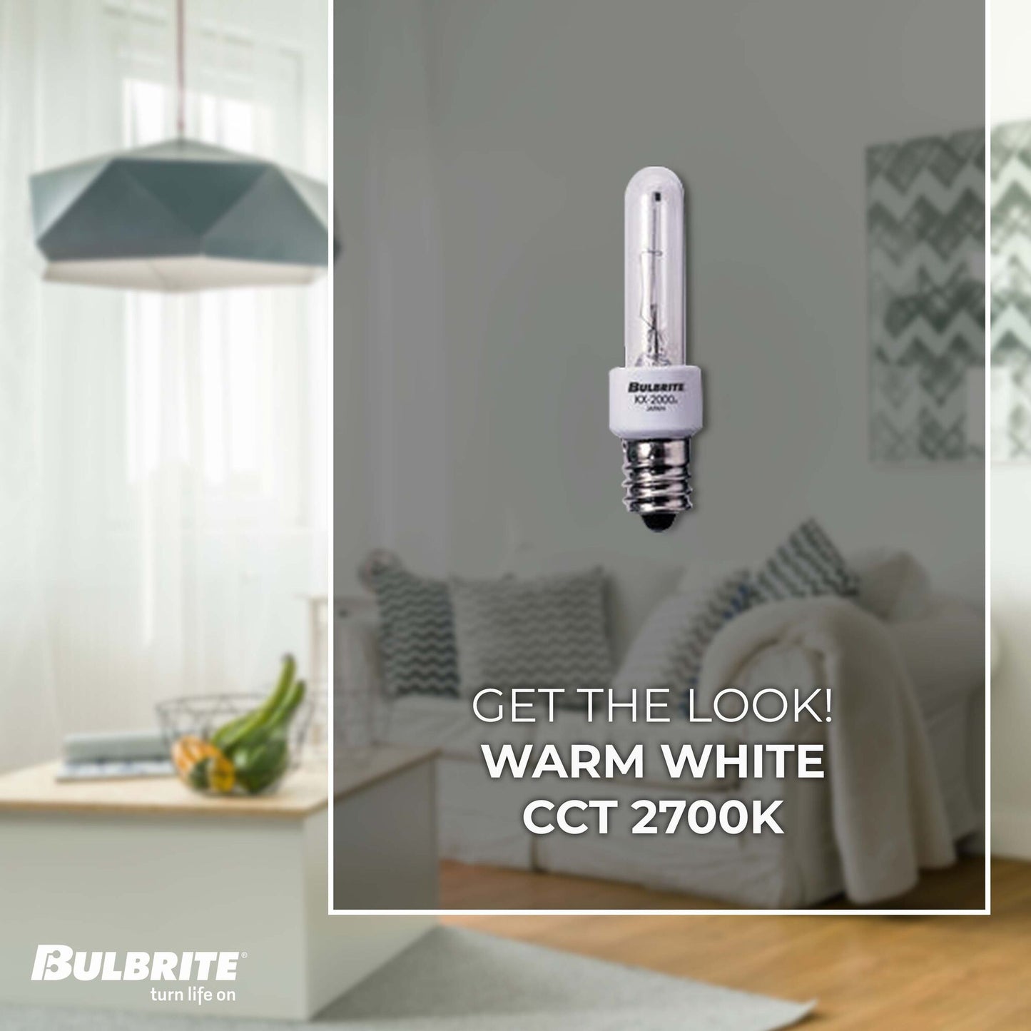 BULBRITE KRYPTON/XENON T3 CANDELABRA SCREW (E12) 20W DIMMABLE LIGHT BULB 2700K/WARM WHITE 2PK (473021)