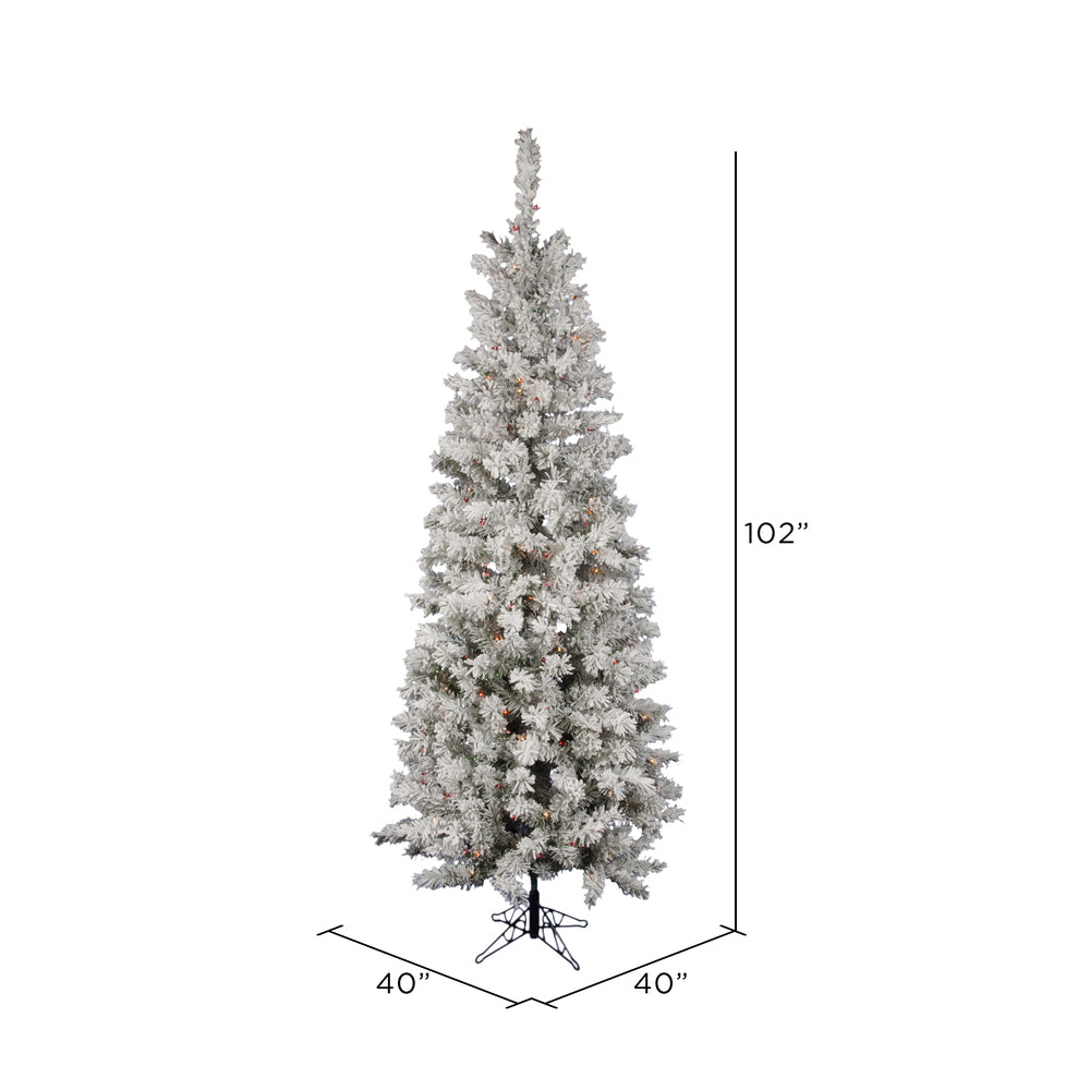 Vickerman 8.5' Flocked Pacific Artificial Christmas Tree Multi-Colored Lights