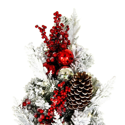 Vickerman 30" Flocked Artificial Christmas Teardrop Battery Operated Pure White LED Lights
