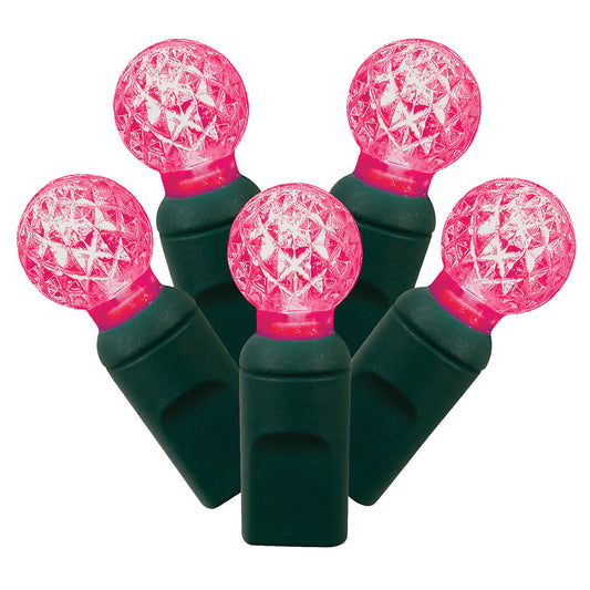 Vickerman 100 Magenta G12 LED Single Mold Light on Green Wire 34' Christmas Light Strand