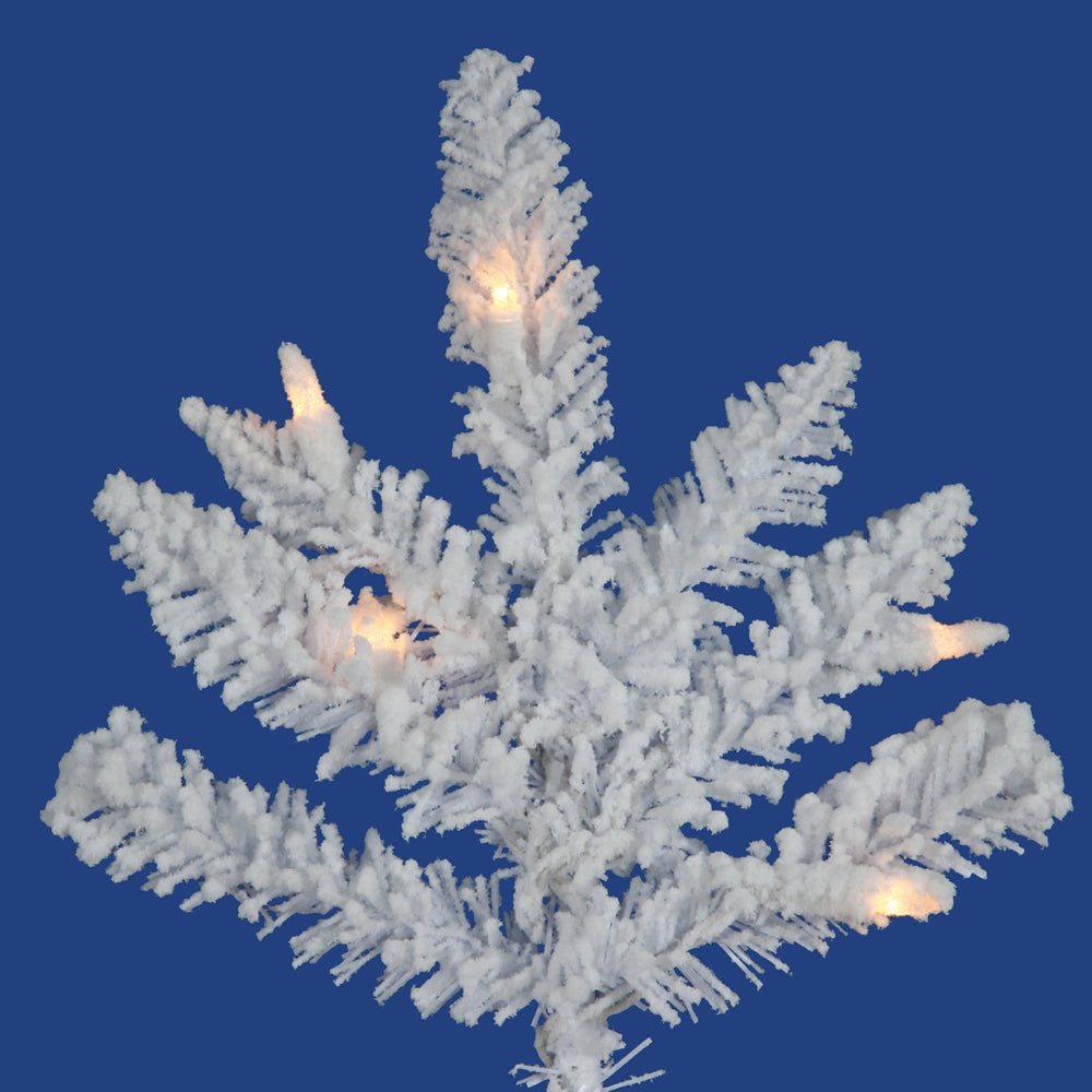 Vickerman 12' Flocked White Spruce Artificial Christmas Tree Clear Lights
