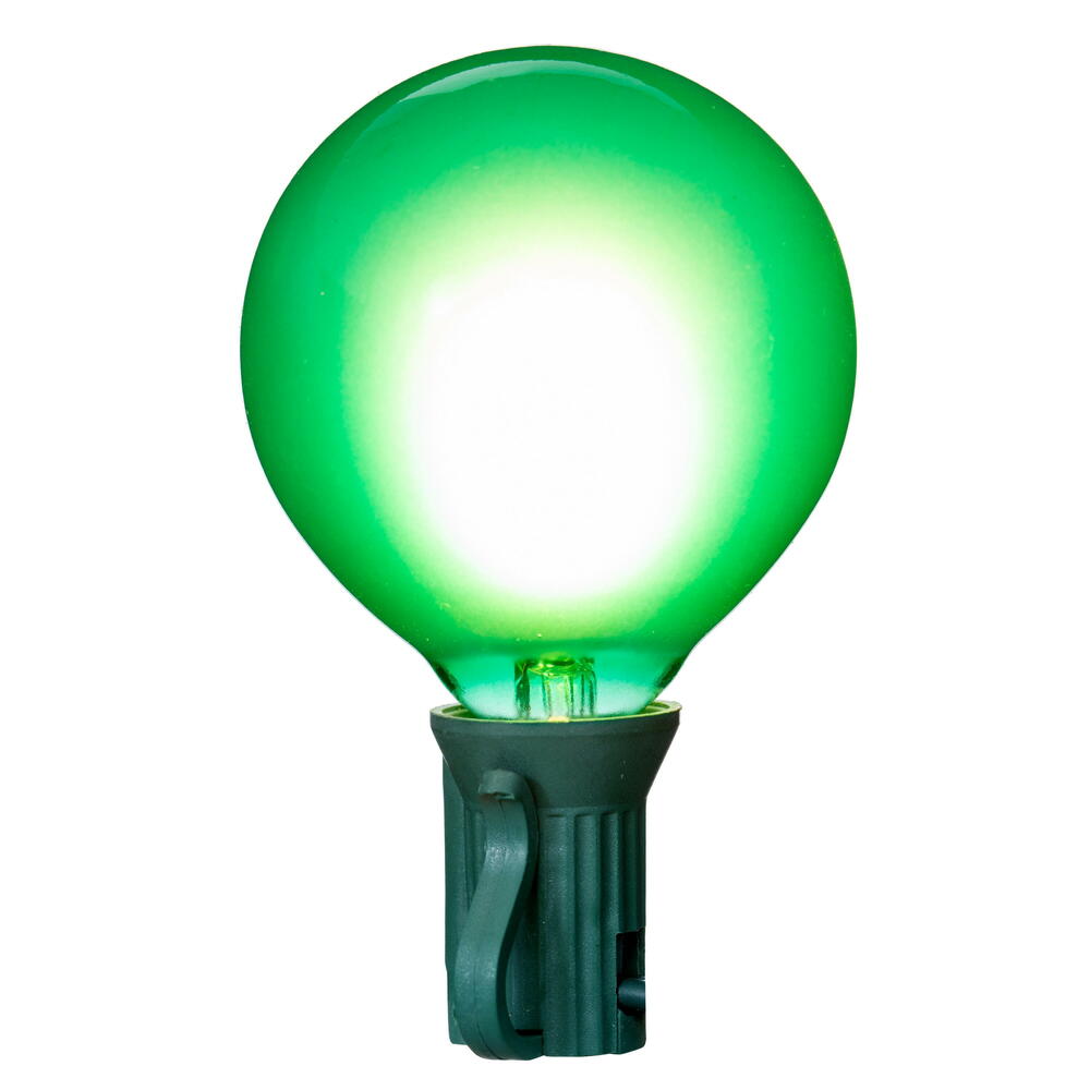 Vickerman 15Lt Green LED Glass G50-E12 Filament End-Connecting Set with Green 20AWGXTW Wire and 6"x12"x6" Bulb Spacing. 120V-.6W.  UL Approved.