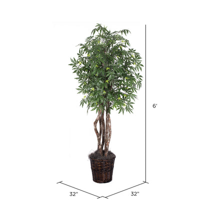 Vickerman 6' Artificial Japanese Maple Executive Rattan Basket.