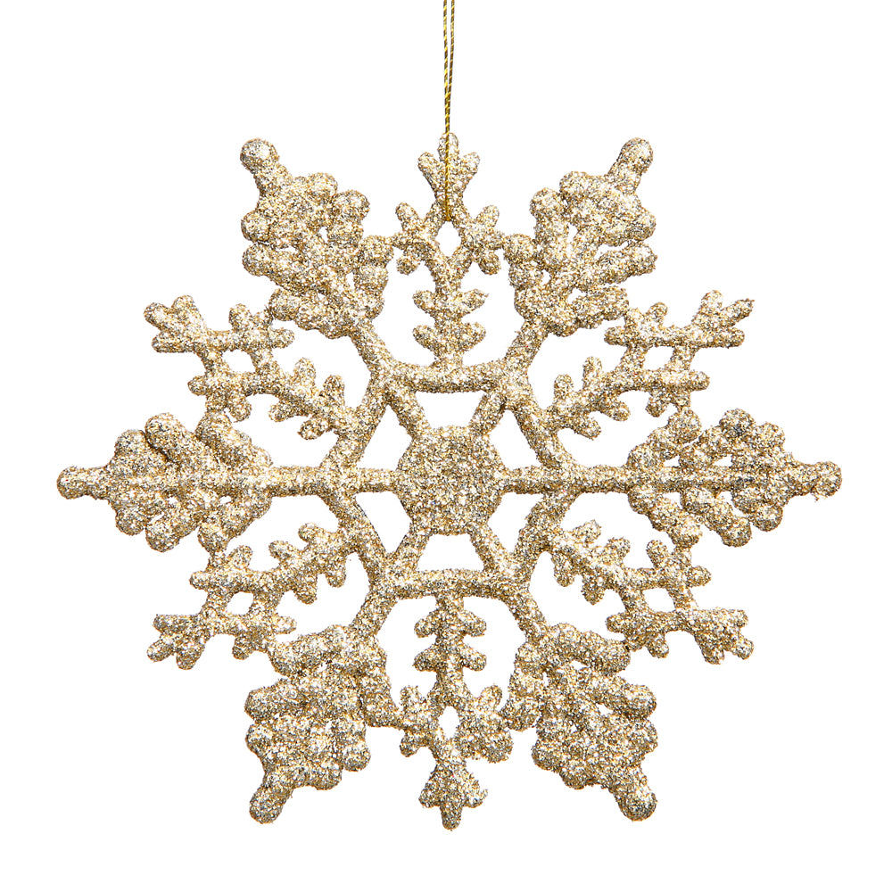 Vickerman 8" Champagne Glitter Snowflake Christmas Ornament 12 per Box