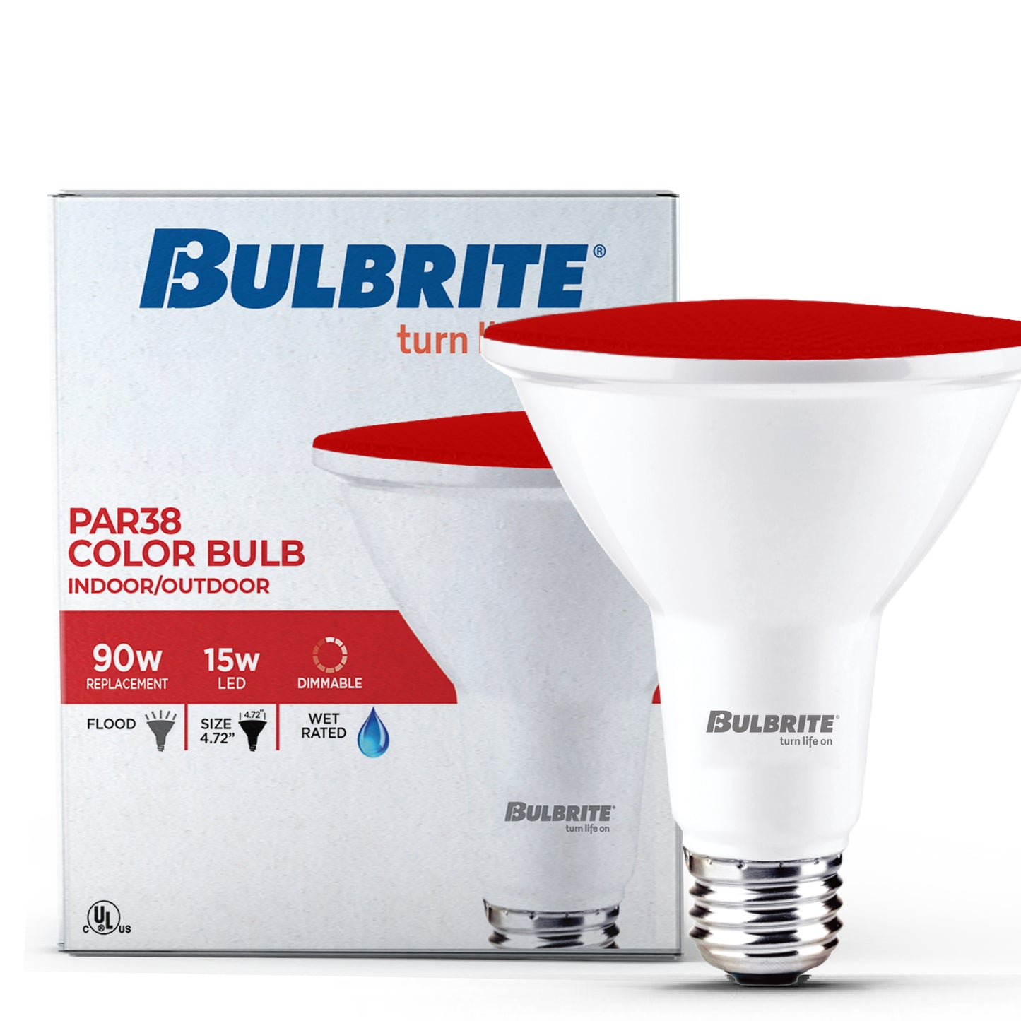 Bulbrite 772500 90-Watt Equivalent, Red Color PAR38 Weatherproof Outdoor E26 Medium Base Flood LED Light Bulb