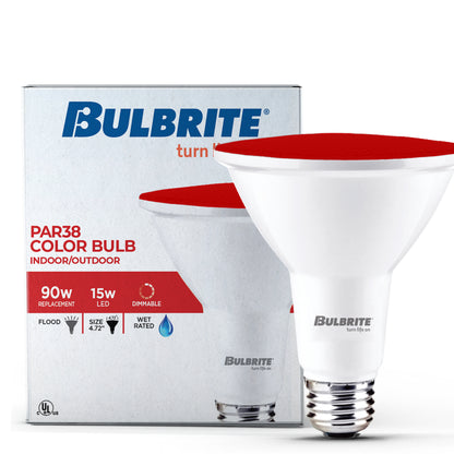 Bulbrite 772500 90-Watt Equivalent, Red Color PAR38 Weatherproof Outdoor E26 Medium Base Flood LED Light Bulb