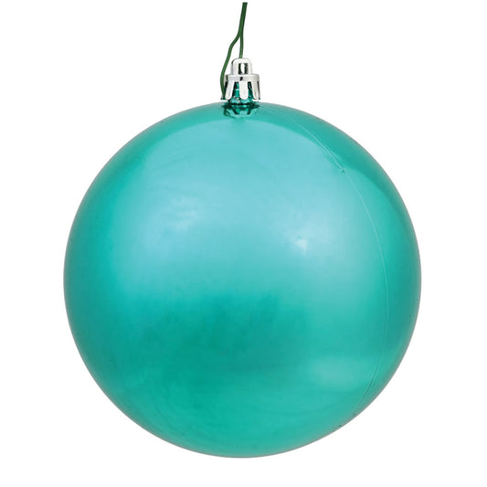 Vickerman 4.75" Teal Shiny Ball Ornament 4 per Bag