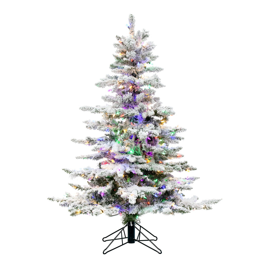 Vickerman 4.5' Flocked Utica Fir Artificial Christmas Tree Multi-Colored LED Lights