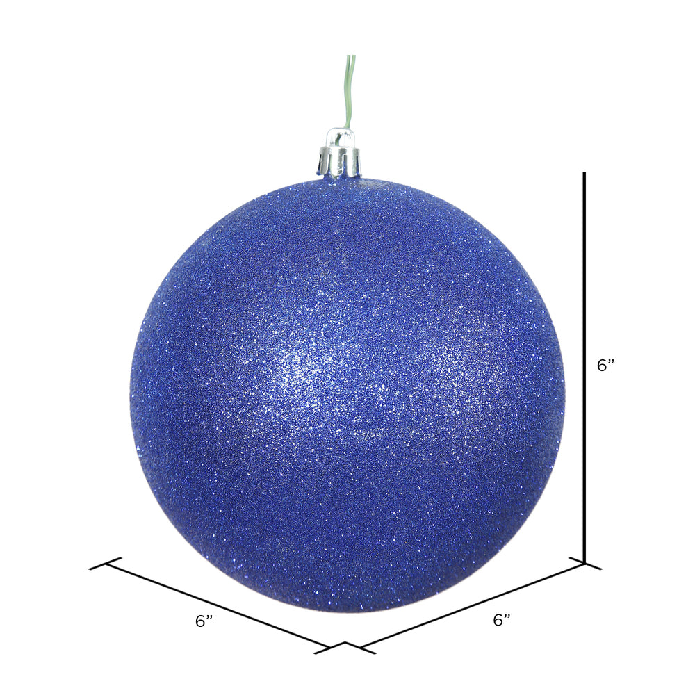 Vickerman 6" Cobalt Glitter Ball Ornament 4 per Bag