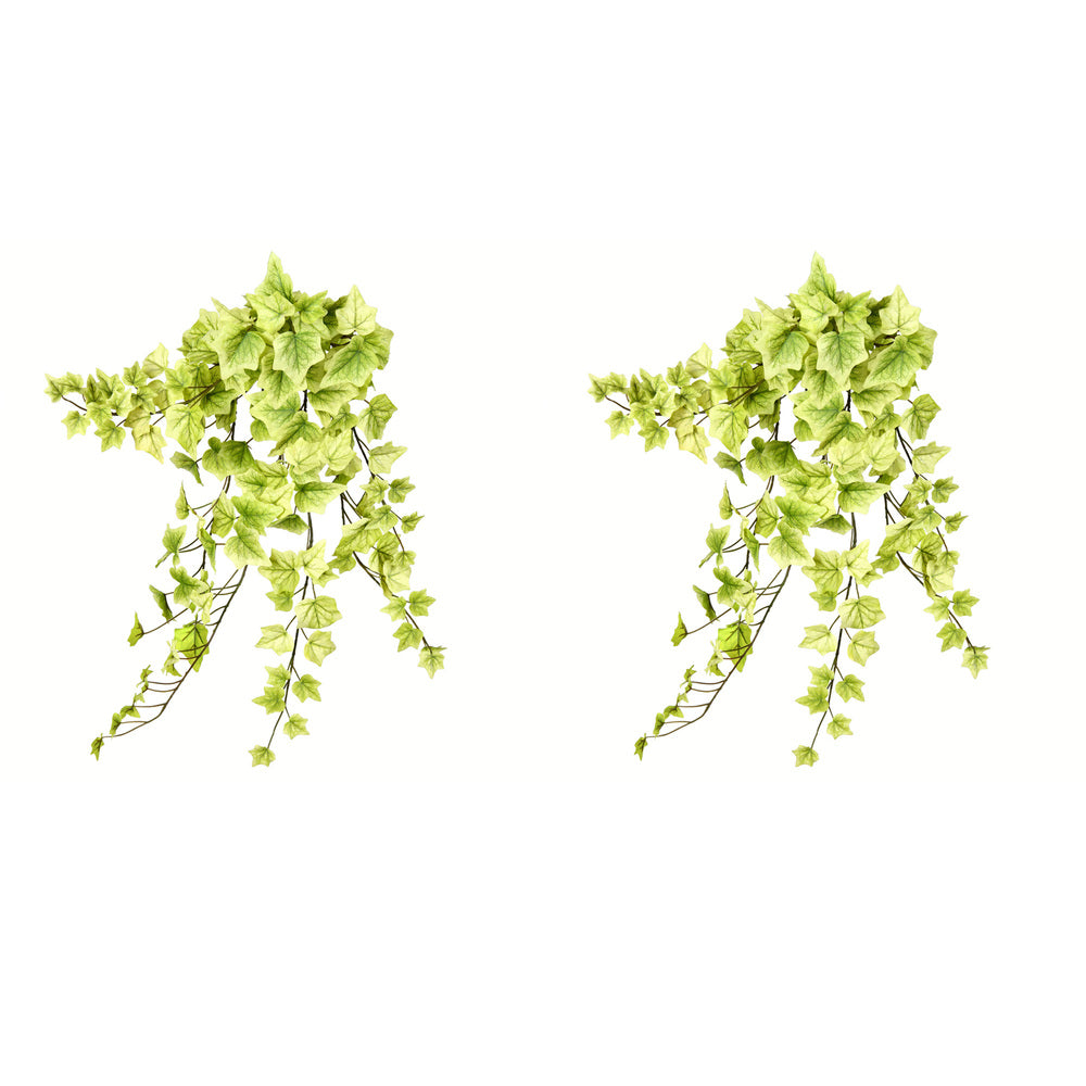 Vickerman 28" Artificial Light Green Ivy Hanging Bush Pack of 2