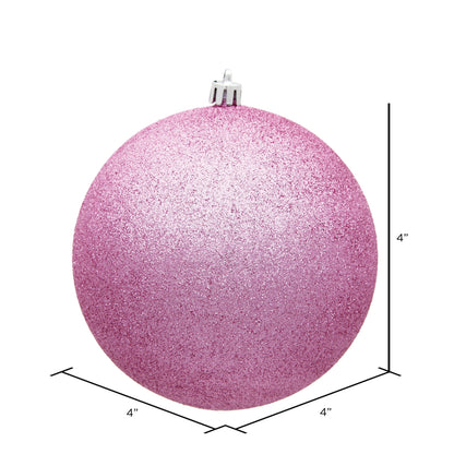 Vickerman 4" Pink Glitter Ball Ornament 6 per Bag