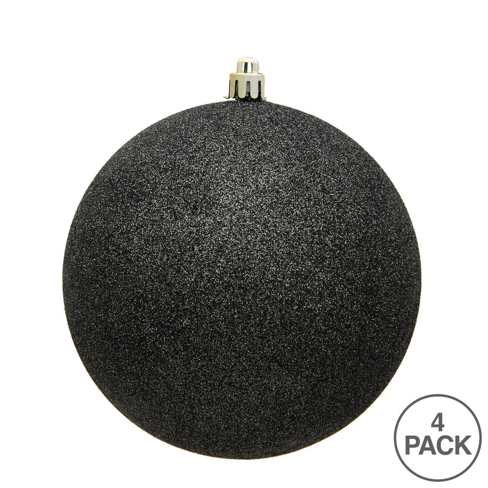 Vickerman 4.75" Gunmetal Glitter Ball Ornament 4 per Bag