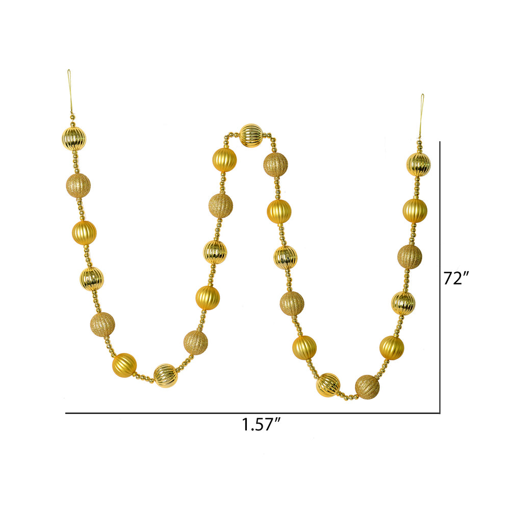 Vickerman 6' Gold Stripe Ball Ornament Christmas Garland