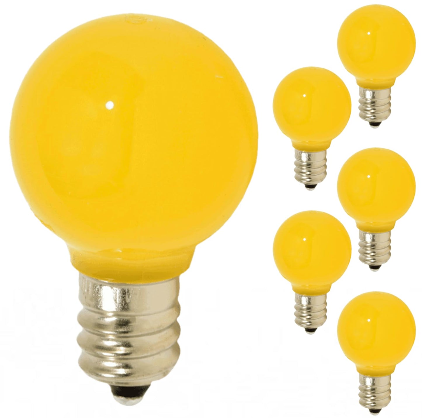 Damar- G9 LED Bulb Twinkle Solid Yellow 0.6W-0.96W E12 Candelabra Base 100-130V Pack of 6- Small Globe Mood Colored Lighting for Party Christmas Home Decoration