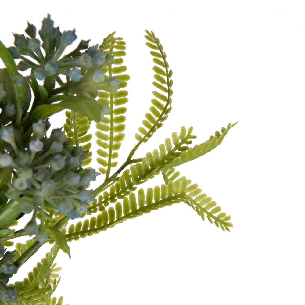 Vickerman 14" Cerulean Blue Artificial Wild Berry and Green Fern Bundle 2 per bag.