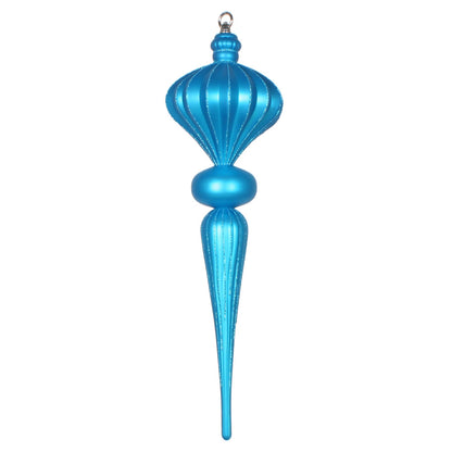 Vickerman 21" Turquoise Matte Finial Ornament with Glitter Accents