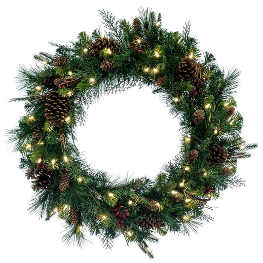 Vickerman 36" Cibola Mixed Berry Artificial Christmas Wreath Warm White LED Lights