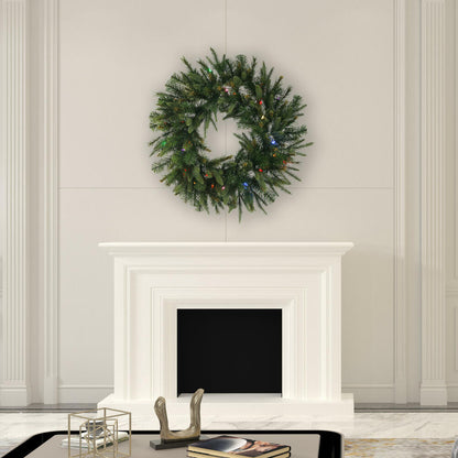 Vickerman 42" Cashmere Artificial Christmas Wreath Multi-Colored Dura-lit LED Lights