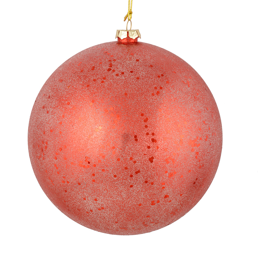 Vickerman 3" Red Glitter Clear Ball. This ornament features a clear complexion with a dusting of red glitter inside. Add a touch of glam to any holiday arrangement with this delicate looking ornament. Made with shatterproof plastic. Includes 12 pieces per