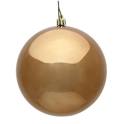 Vickerman 4" Mocha Shiny Ball Ornament 6 per Bag