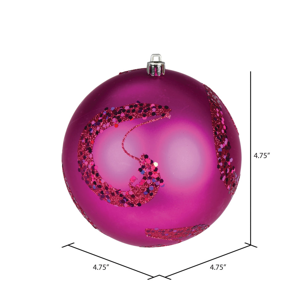 Vickerman 4.75" Fuchsia Matte Sequin Swirl Ornament 4 per Bag