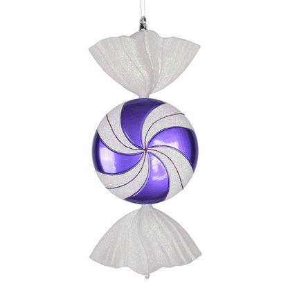 Vickerman 18.5" Purple-White Flat Swirl Candy Christmas Ornament