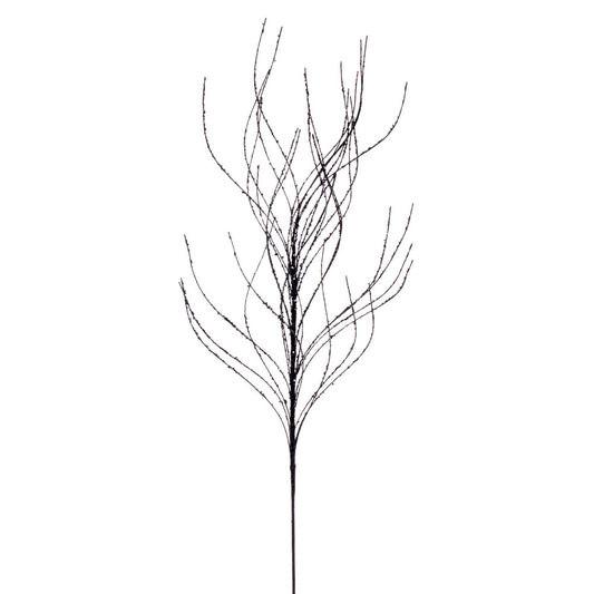 Vickerman 37" Black Wavy Twig Glitter Spray 6 per bag.
