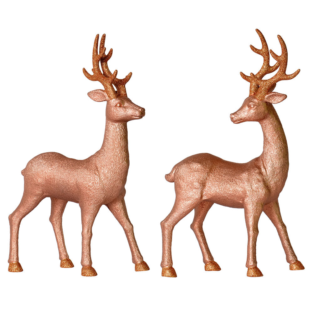 Vickerman 16.5" Rose Gold Deer Christmas Ornament Set