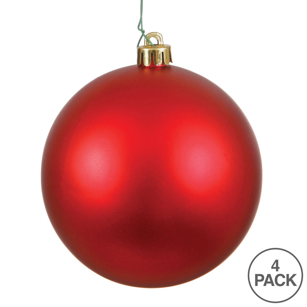 Vickerman 6" Red Matte Ball Ornament 4 per Bag