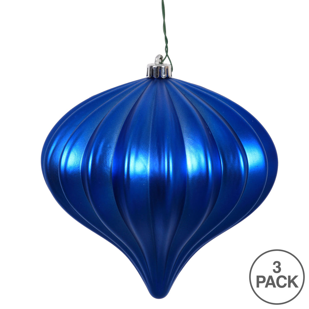 Vickerman 5.7" Blue Matte Onion Christmas Ornament UV treated Set of 3