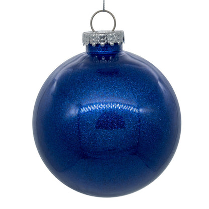 Vickerman 4" Clear OrnBall Christmas Ornamentament with Blue Glitter Interior 6 Pieces per bag