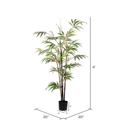 Vickerman 4' Artificial Potted Black Japanese Bamboo Tree.