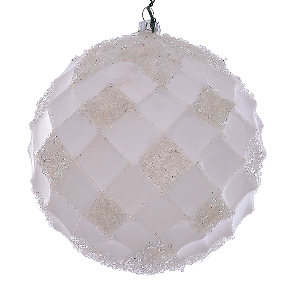 Vickerman 4.75" White Net Beaded Ball 3 per Bag